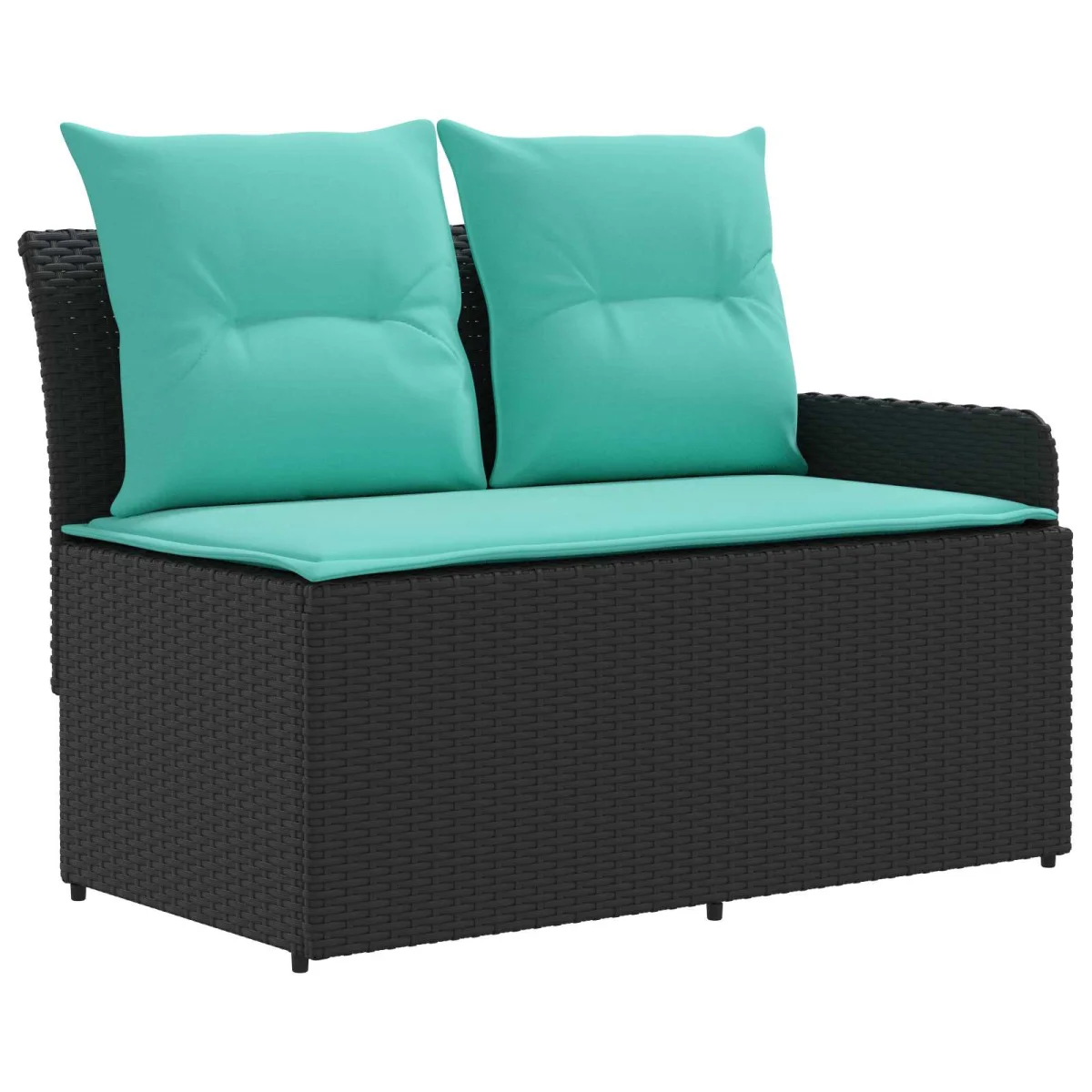 Bútor szettek párnával 7 pcs Fekete és Türkiz PE Rattan