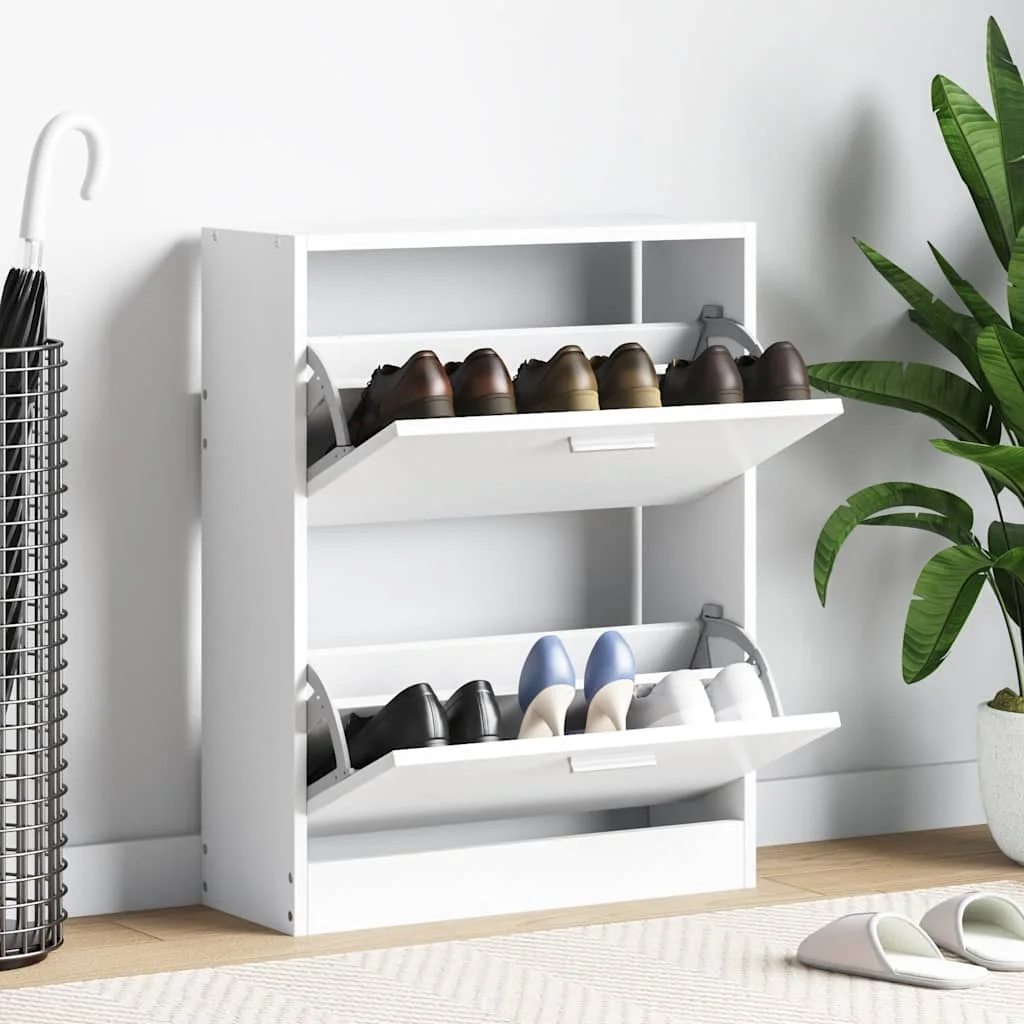 Fehér fa cipőszekrény 2 rekeszes
