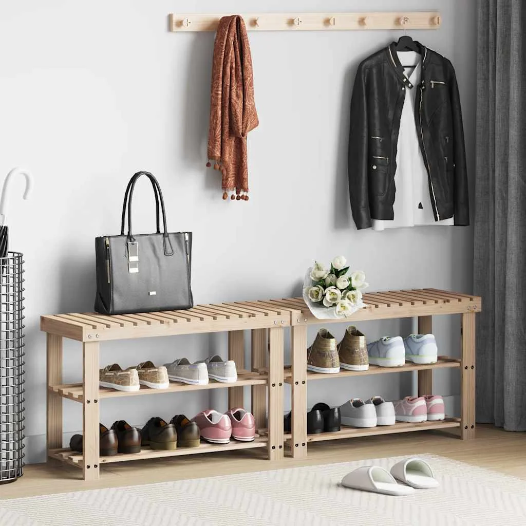2 db tömör fa 2 az 1-ben cipőpolc ülőfelülettel