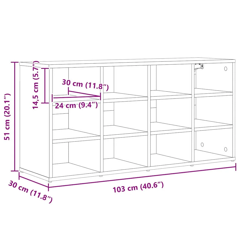 Cipősszekrény polcokkal Fehér 103 x 30 x 51 cm Faanyag