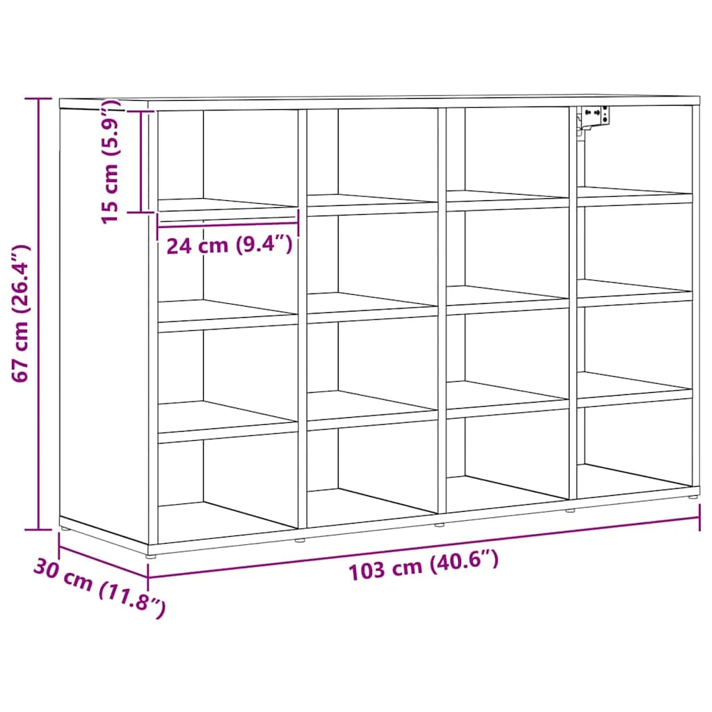 Cipősszekrény polcokkal Régi fa 103 x 30 x 67 cm Faanyag