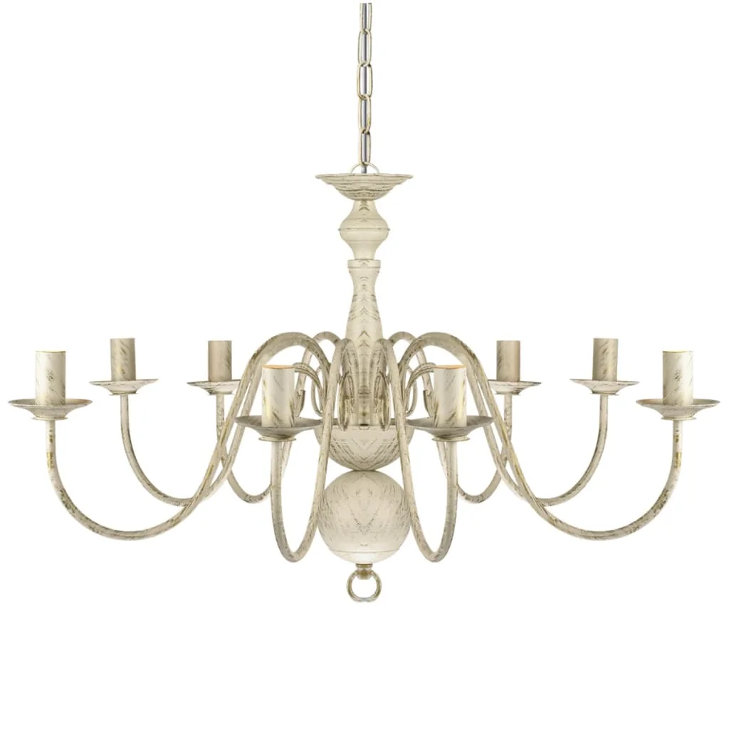 Antik Fehér Fém Csillár 8 x E14 Izzók