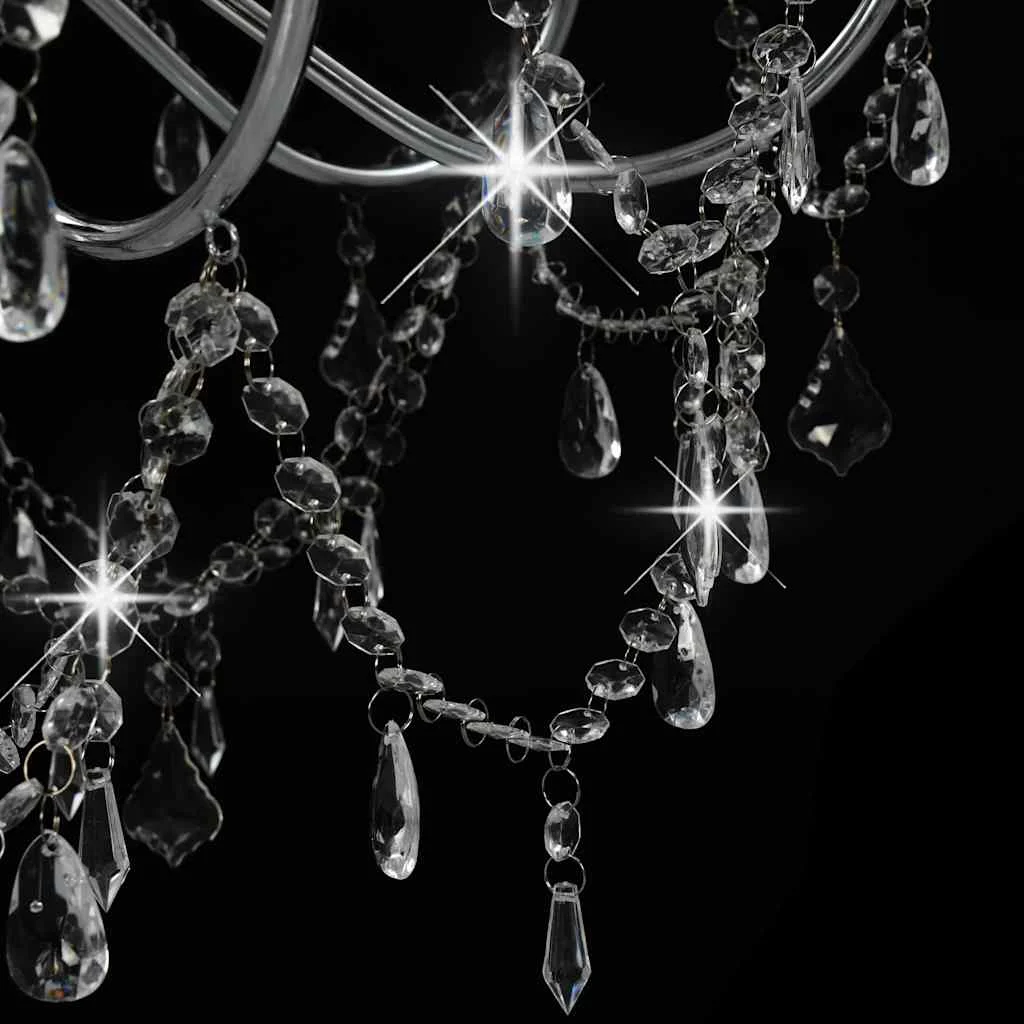 Ezüstszínű csillár gyöngyökkel és 8 db E14 izzófoglalattal