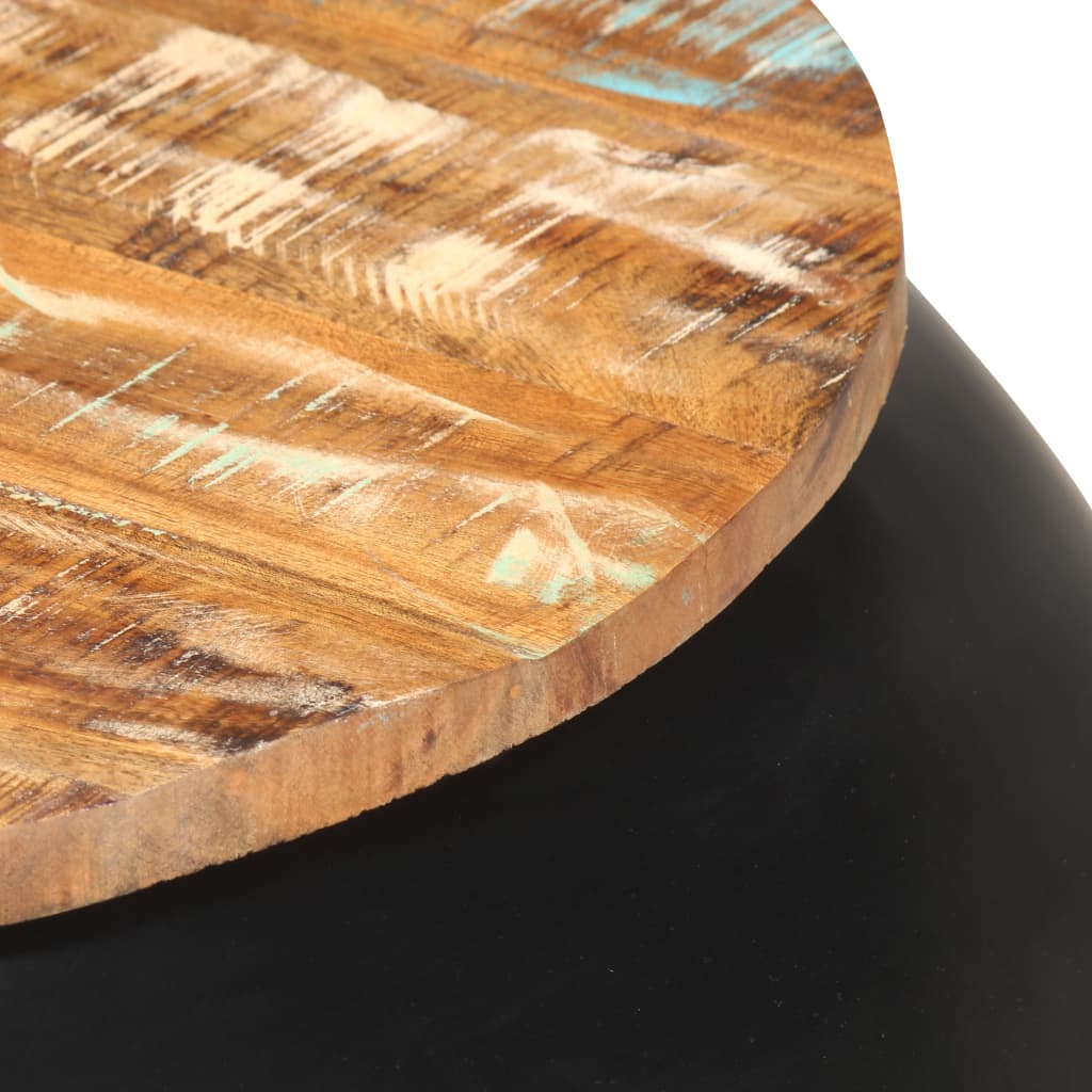Fekete tömör újrahasznosított fa dohányzóasztal 68 x 68 x 30 cm