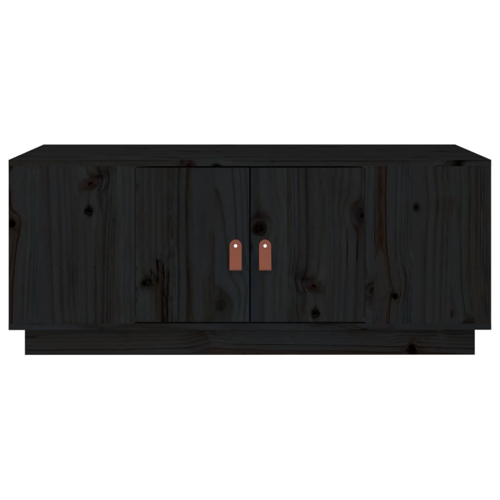 Fekete tömör fenyőfa dohányzóasztal 100 x 50 x 41 cm