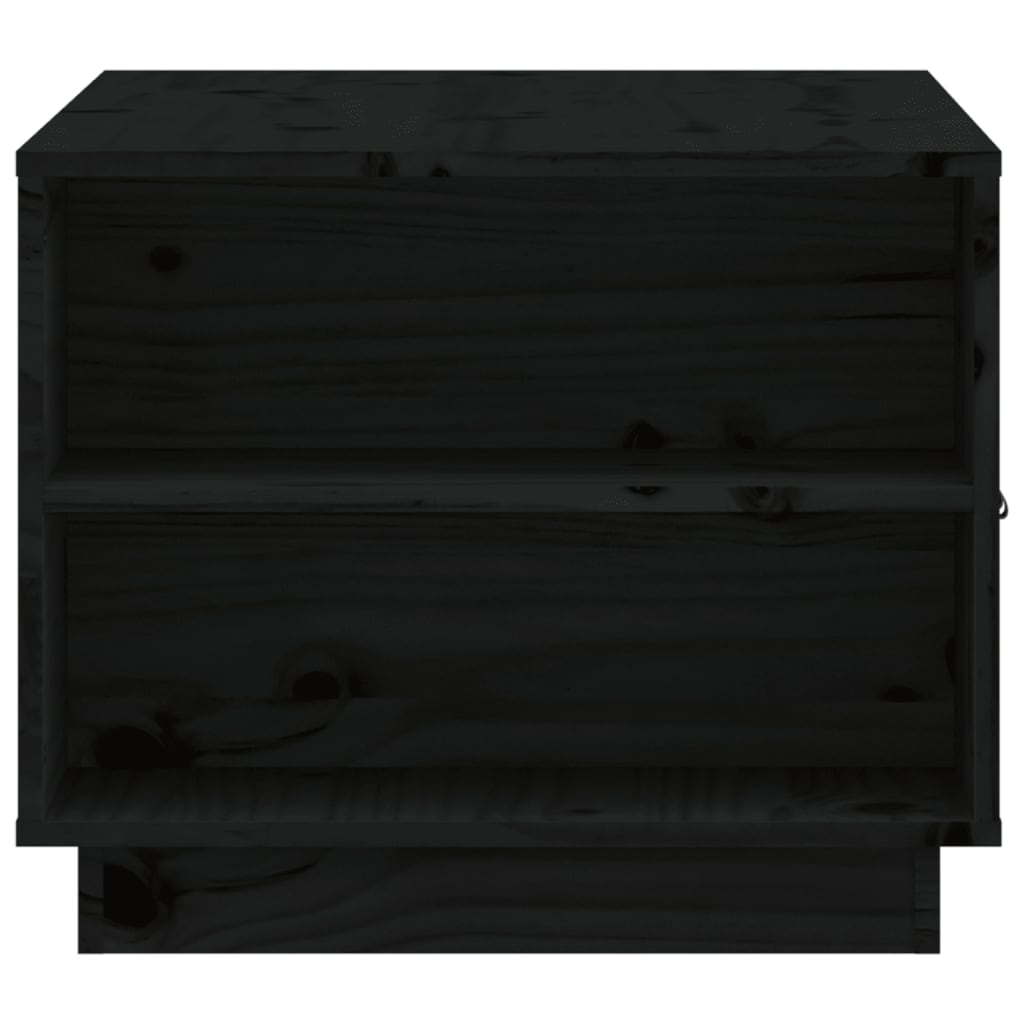 Fekete tömör fenyőfa dohányzóasztal 100 x 50 x 41 cm