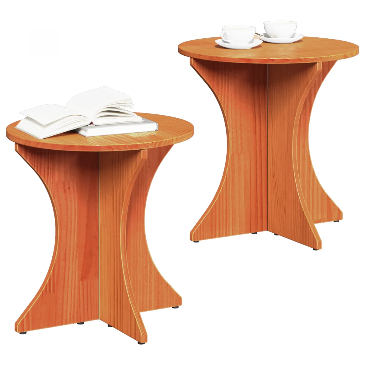 Kávasztal Szett 2 pcs Barna 46 x 46 x 47 cm Tömör fenyőfa