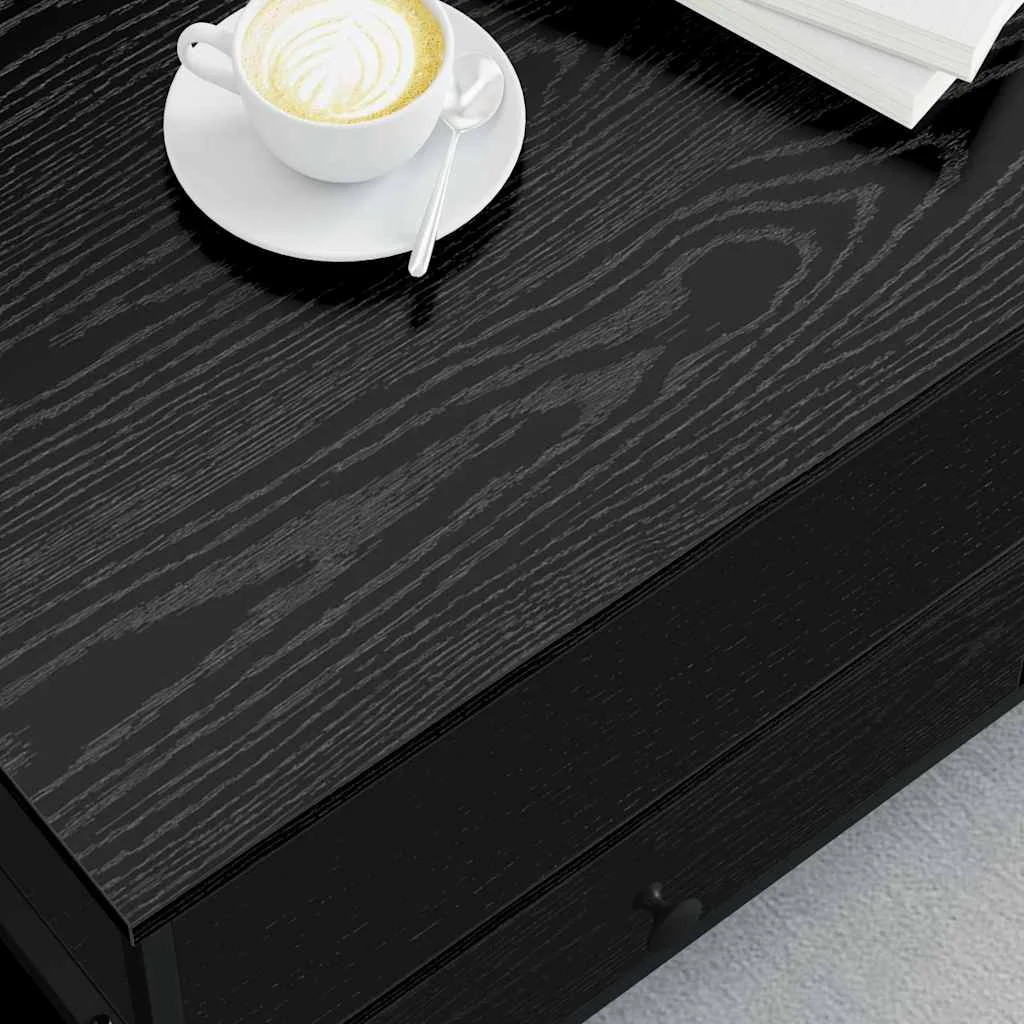 Dohányzóasztal fiókkal polcokkal tárolóval Musta tammi 100 x 51 x 45 cm Faanyag