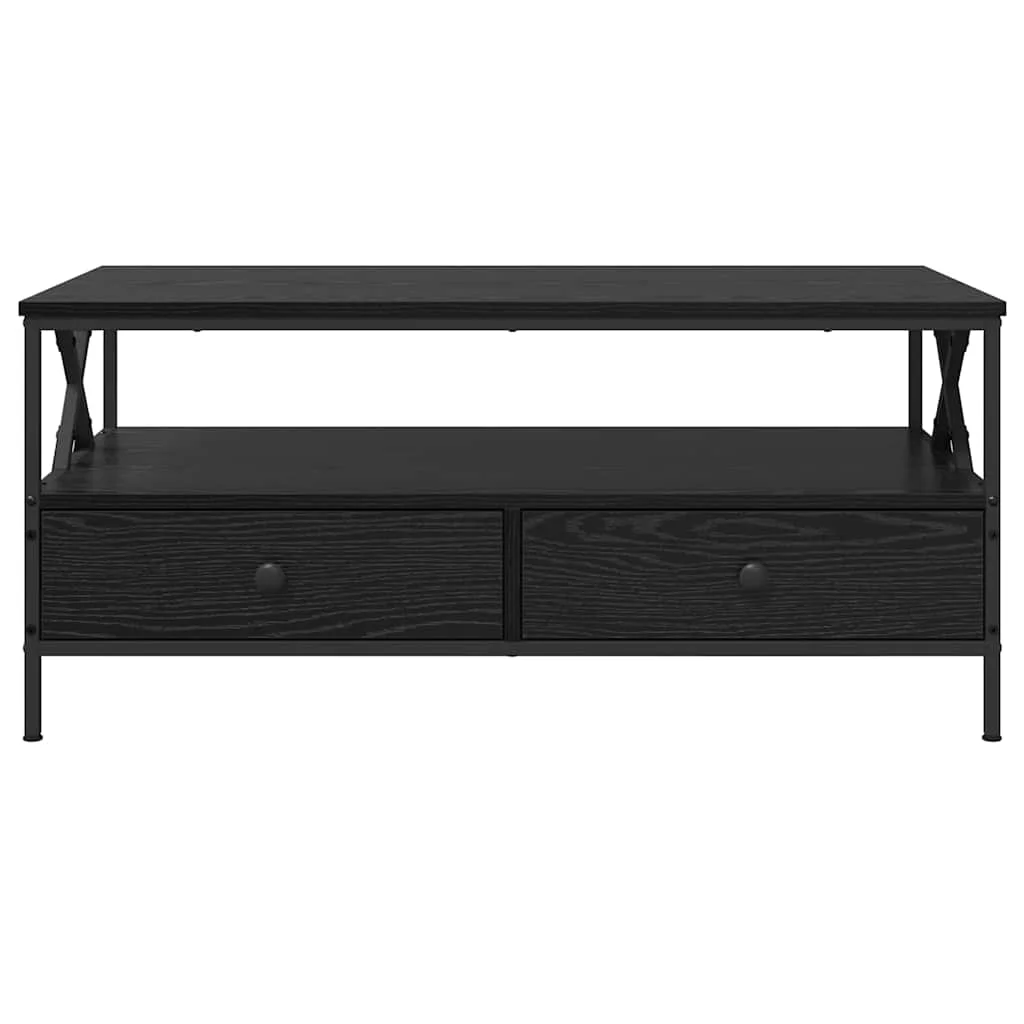Dohányzóasztal fiókkal polcokkal tárolóval Musta tammi 100 x 51 x 45 cm Faanyag