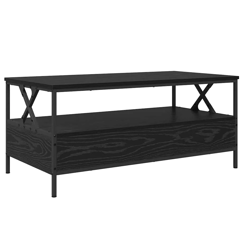 Dohányzóasztal fiókkal polcokkal tárolóval Musta tammi 100 x 51 x 45 cm Faanyag