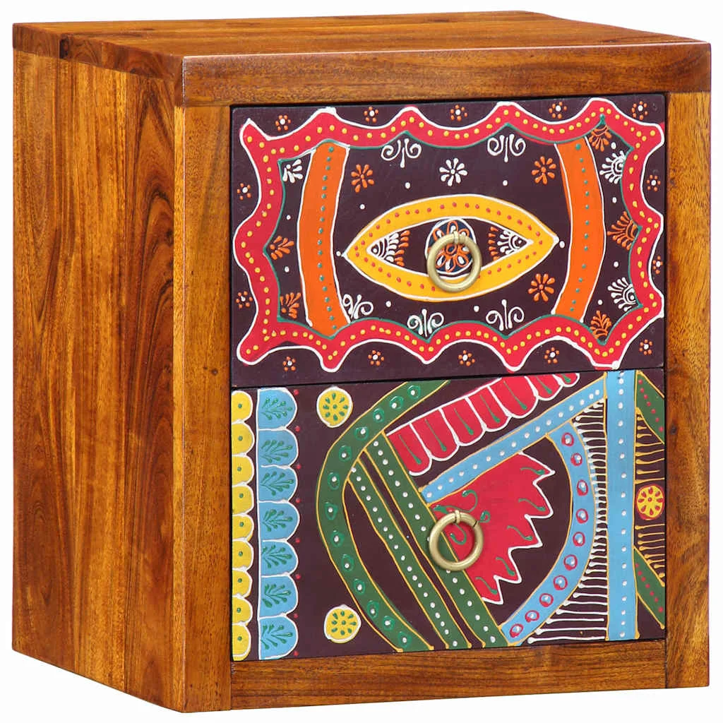 Éjjeliszekrény fiókkal 2 pcs Barna 35 x 30 x 40 cm tömör akácfa
