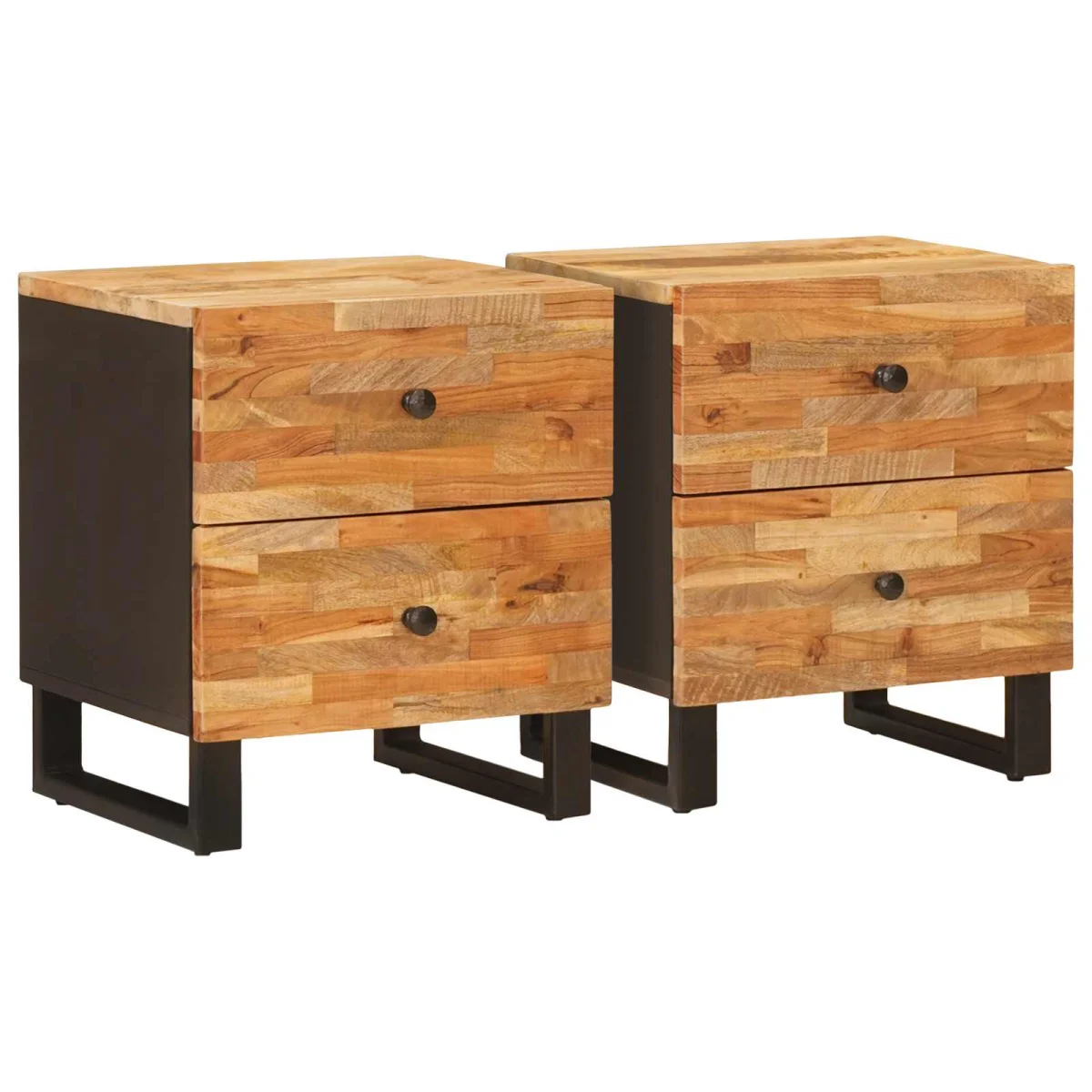 Éjjeliszekrény 2 pcs Barna 40 x 33 x 46 cm Tömör Mangófát