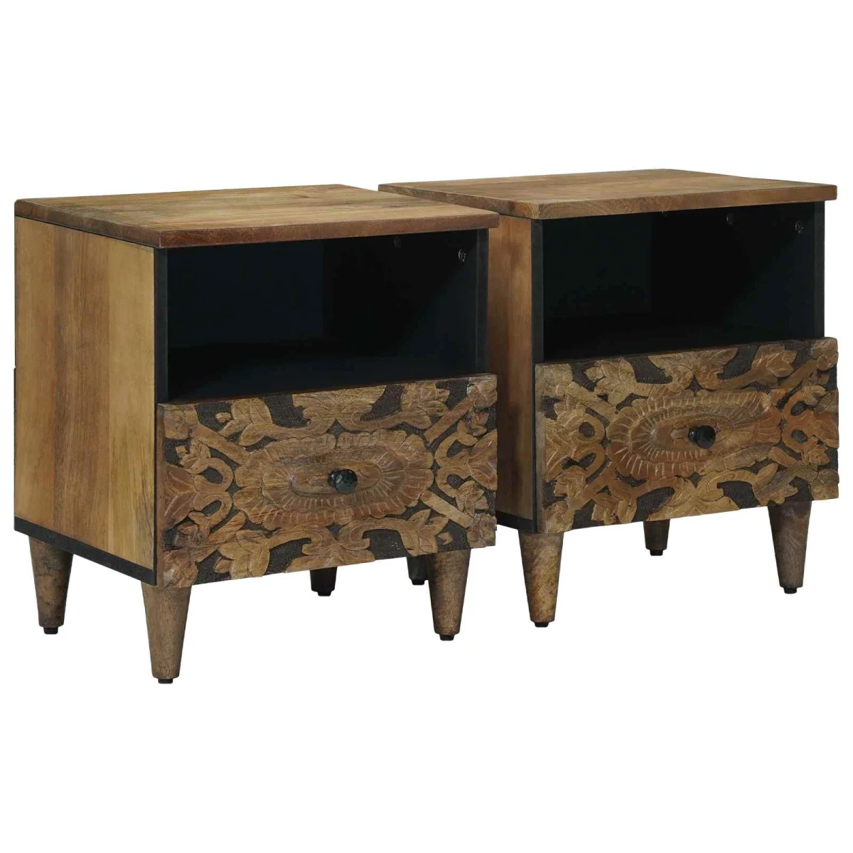 Ágytároló szekrény 2 pcs Barna 40 x 33 x 46 cm Tömör Mangófát
