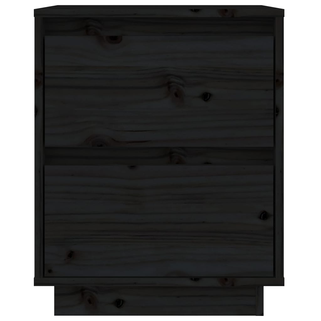 2 db fekete tömör fenyőfa éjjeliszekrény 40 x 35 x 50 cm