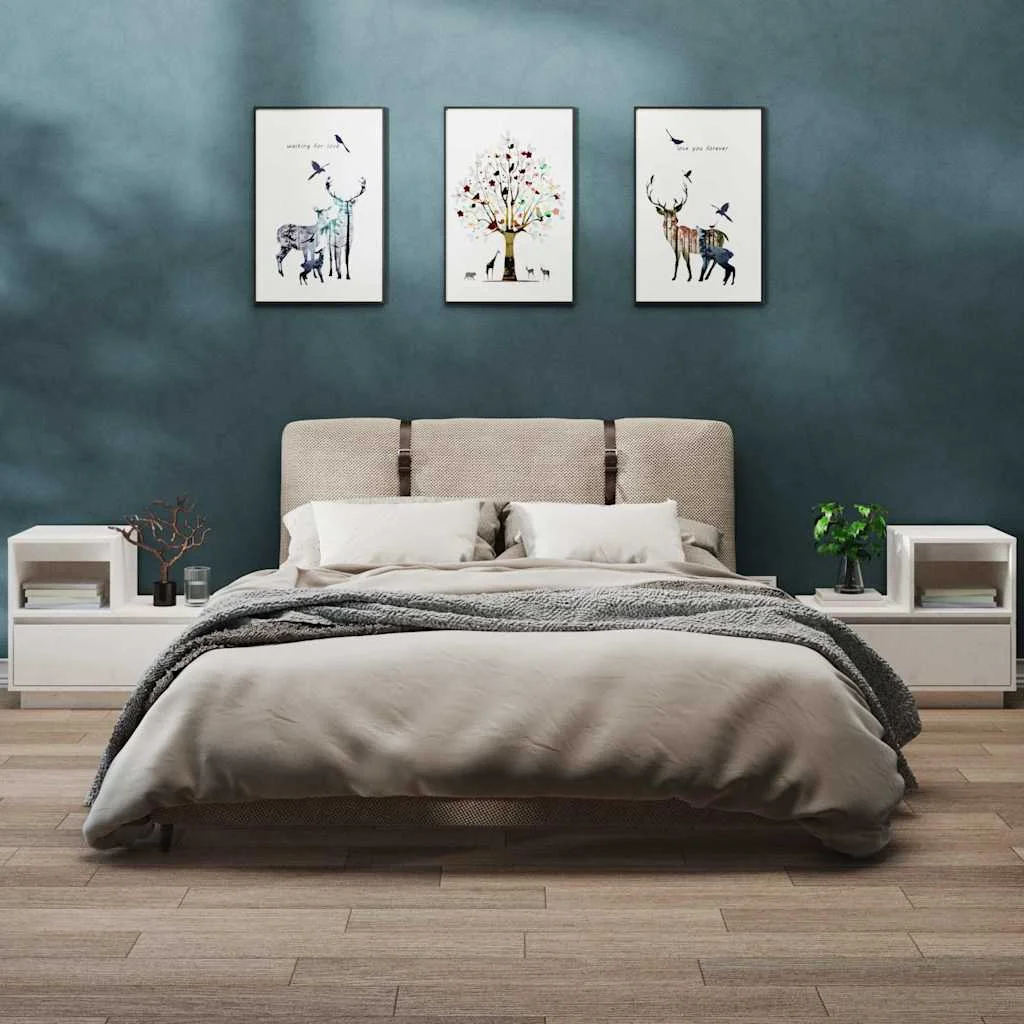 2 db fehér tömör fenyőfa éjjeliszekrény 60 x 34 x 51 cm