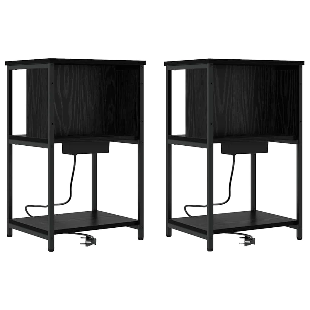 Éjjeliszekrény 2 pcs Musta tammi 38 x 31 x 61 cm Faanyag