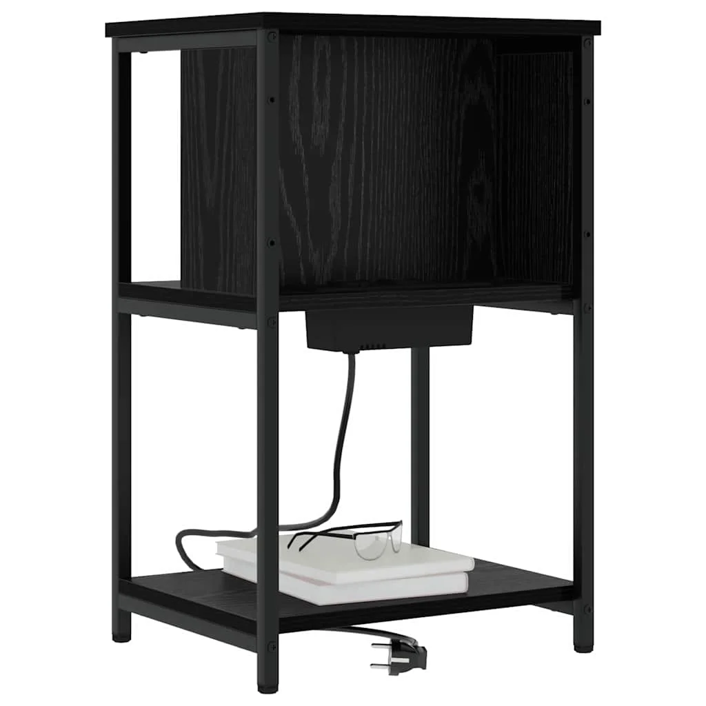Éjjeliszekrény 2 pcs Musta tammi 38 x 31 x 61 cm Faanyag