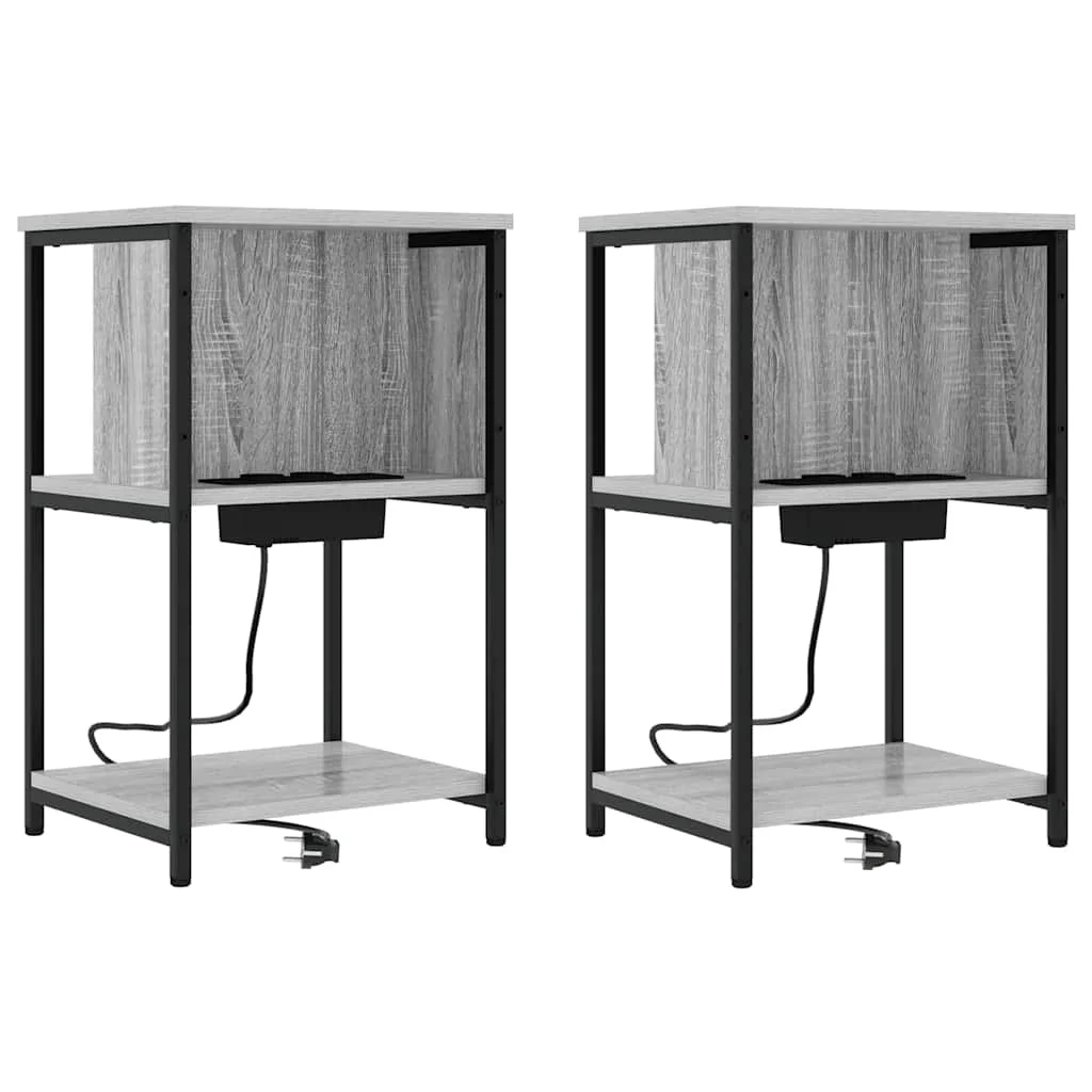 Éjjeliszekrény 2 pcs Szürke sonoma 38 x 31 x 61 cm Faanyag