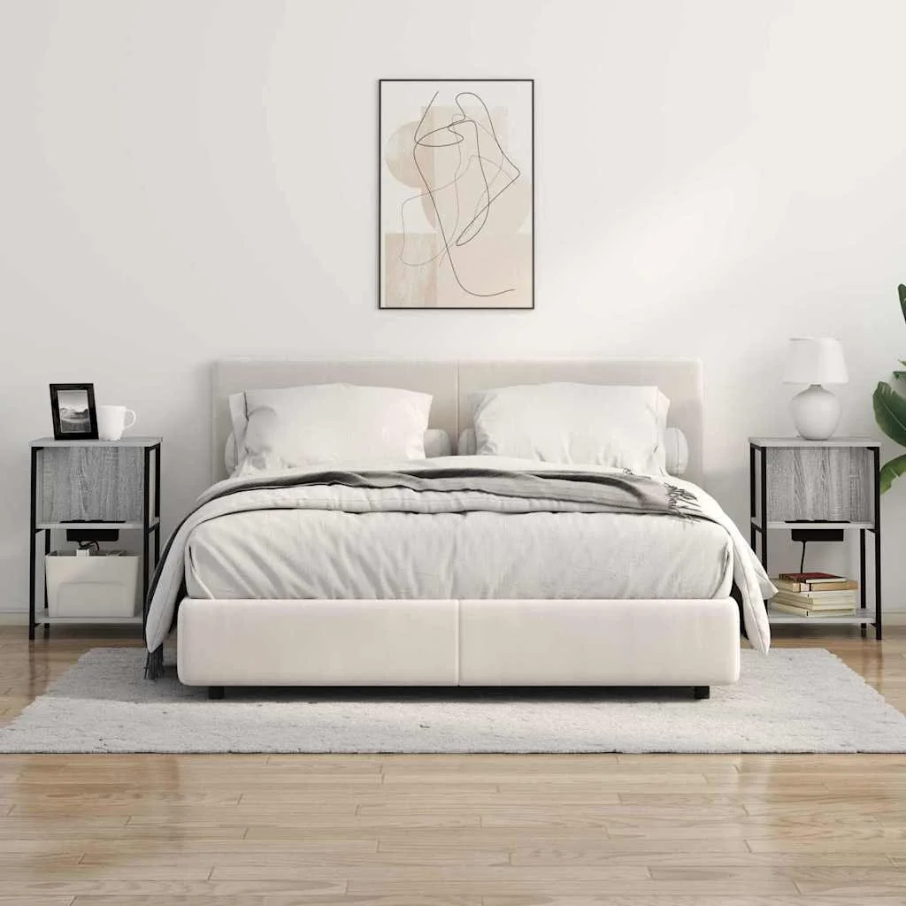 Éjjeliszekrény 2 pcs Szürke sonoma 38 x 31 x 61 cm Faanyag