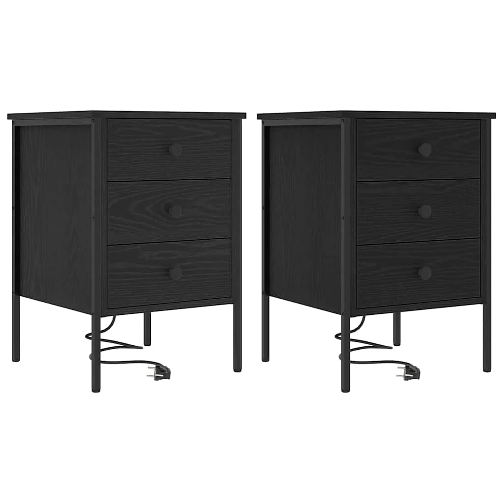 Éjjeli Szekrények 2 pcs Musta tammi 42 x 41 x 61 cm Faanyag