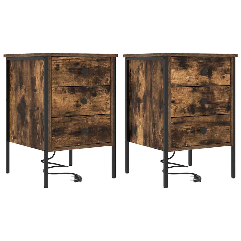 Éjjeli Szekrények 2 pcs Füstölt tölgy 42 x 41 x 61 cm Faanyag