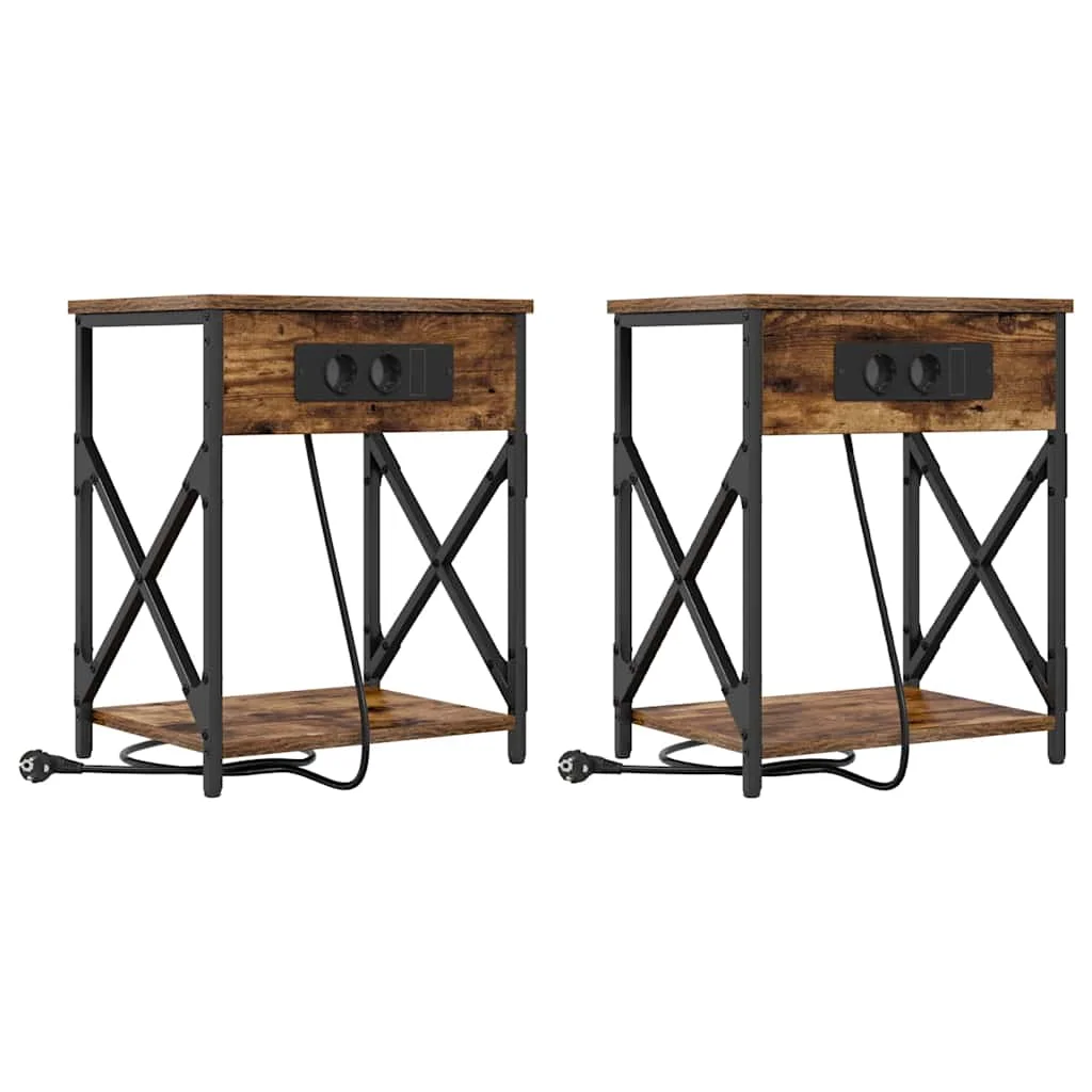 Éjjeliszekrény 2 pcs Füstölt tölgy 41 x 31 x 51 cm Faanyag