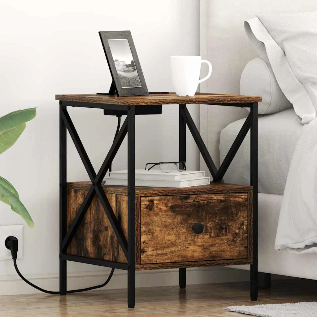 Éjjeliszekrény 2 pcs Füstölt tölgy 41,5 x 40,5 x 55 cm Faanyag