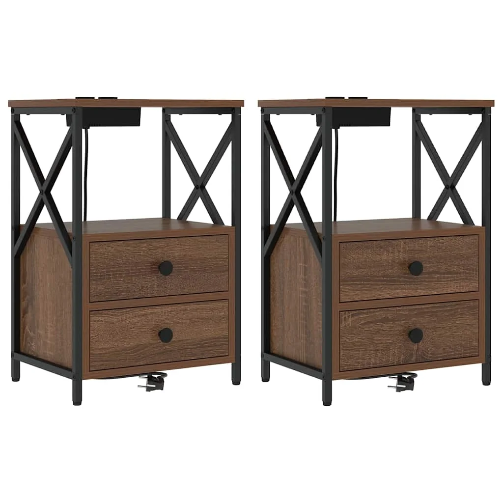 Éjjeliszekrény 2 pcs Barna Tölgy 40 x 31 x 60 cm Faanyag