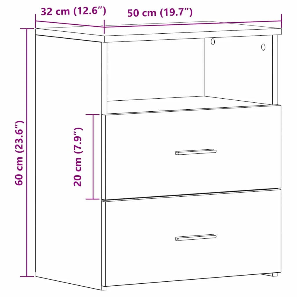 Éjjeliszekrény 2 pcs Fekete tölgy 50 x 32 x 60 cm Faanyag