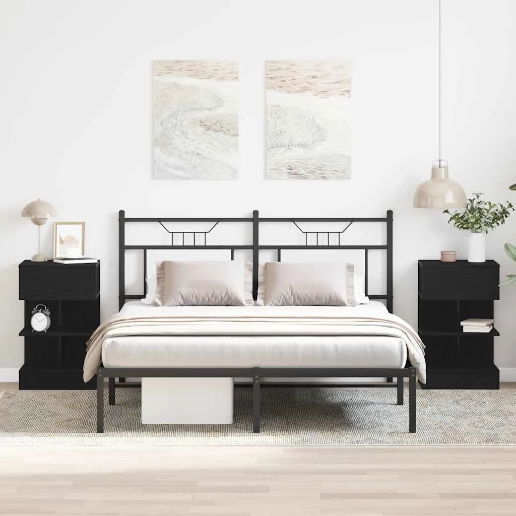 Éjjeliszekrény 2 pcs Musta tammi 40 x 35 x 65 cm Faanyag