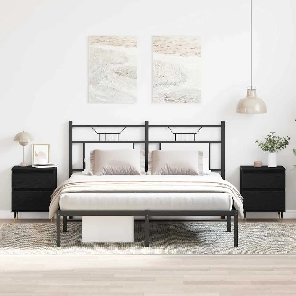 Éjjeliszekrény fiókkal 2 pcs Fekete tölgy 40 x 35 x 50 cm