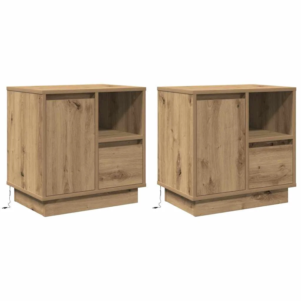 Éjjeliszekrény 2 pcs Artisan tölgy 50 x 34,5 x 50 cm Faanyag