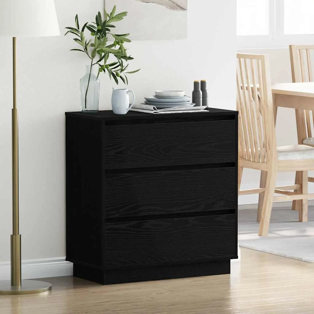 Éjjeliszekrény fiókkal Fekete tölgy 71 x 34,5 x 75 cm Faanyag