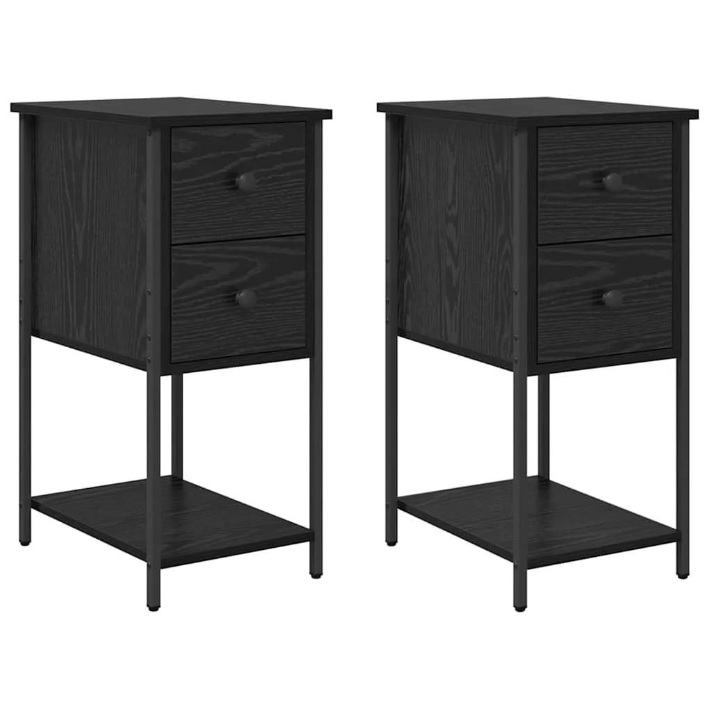 Éjjeliszekrény 2 pcs Musta tammi 32 x 42 x 70 cm Faanyag