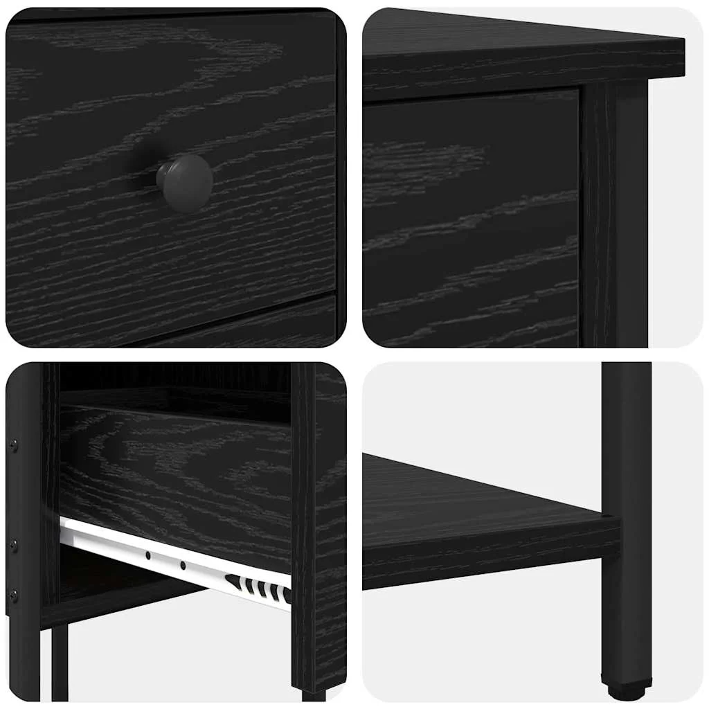 Éjjeliszekrény 2 pcs Musta tammi 32 x 42 x 70 cm Faanyag