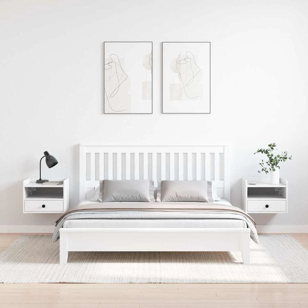 Éjjeliszekrények 2 pcs Fehér 38 x 36 x 29.5 cm Tömör fenyőfa