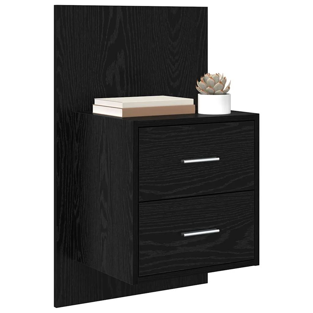 Fali éjjeli szekrény 2 pcs Fekete tölgy 48,5 x 32,5 x 80 cm
