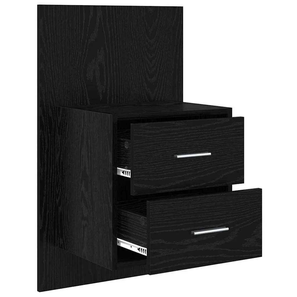 Fali éjjeli szekrény 2 pcs Fekete tölgy 48,5 x 32,5 x 80 cm