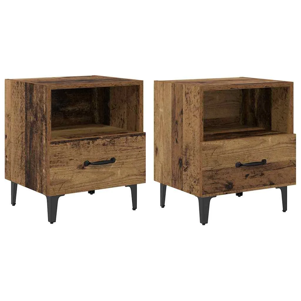 Éjjeliszekrény fiókkal 2 pcs Régi fa 40 x 35 x 47.5 cm Faanyag