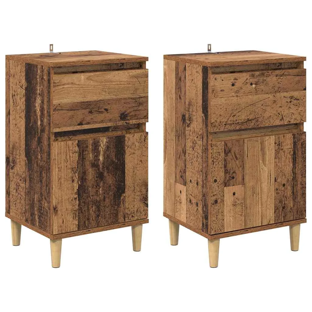 Éjjeliszekrény fiókkal 2 pcs Öreg fa 40 x 35 x 70 cm Faanyag