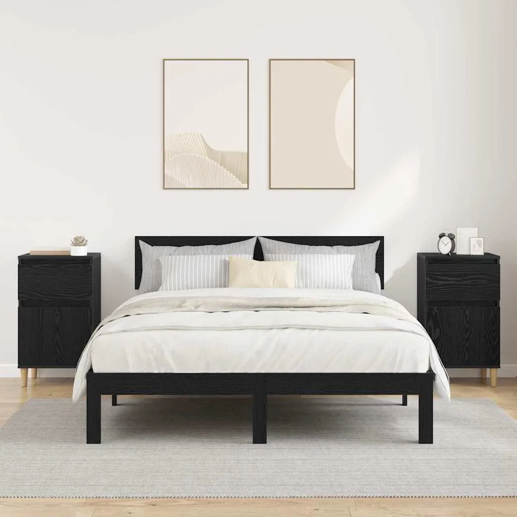 Éjjeliszekrény 2 pcs Fekete tölgy 40 x 35 x 70 cm Faanyag