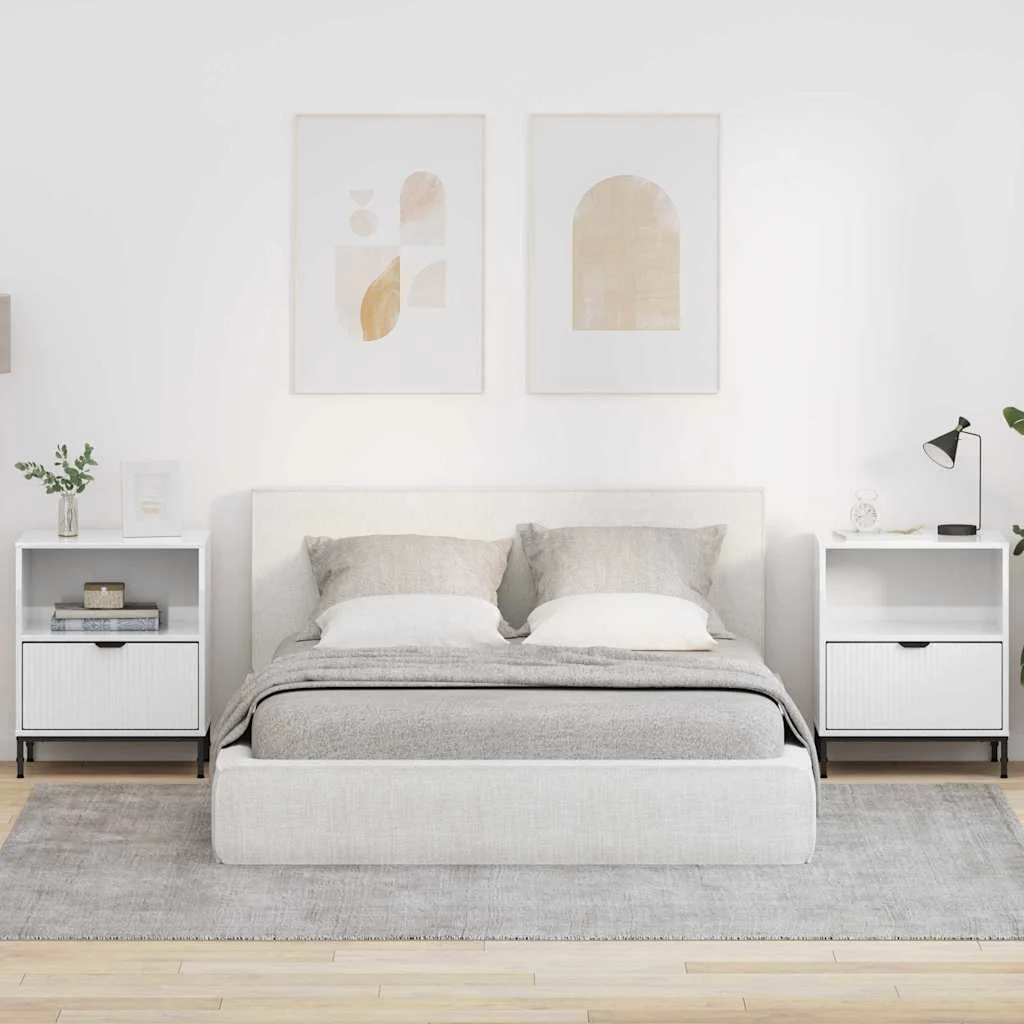 Éjjeliszekrények 2 pcs Magasfényű fehér 49 x 36 x 61 cm Faanyag