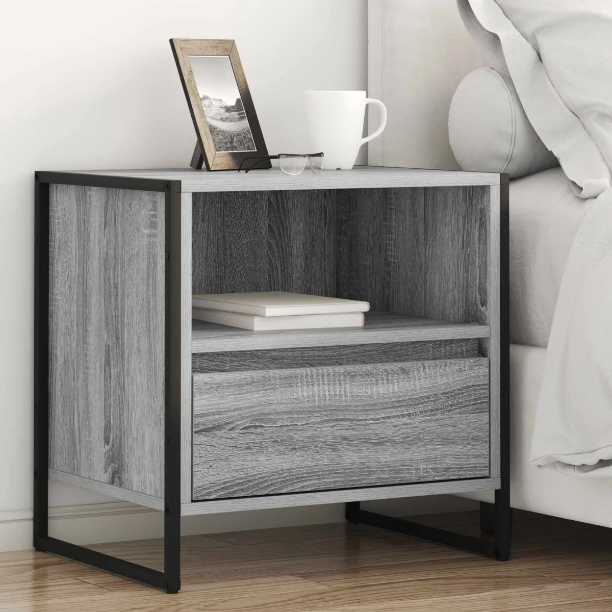 Éjjeli asztal 2 pcs Szürke Sonoma 50 x 39,5 x 50 cm Faanyag