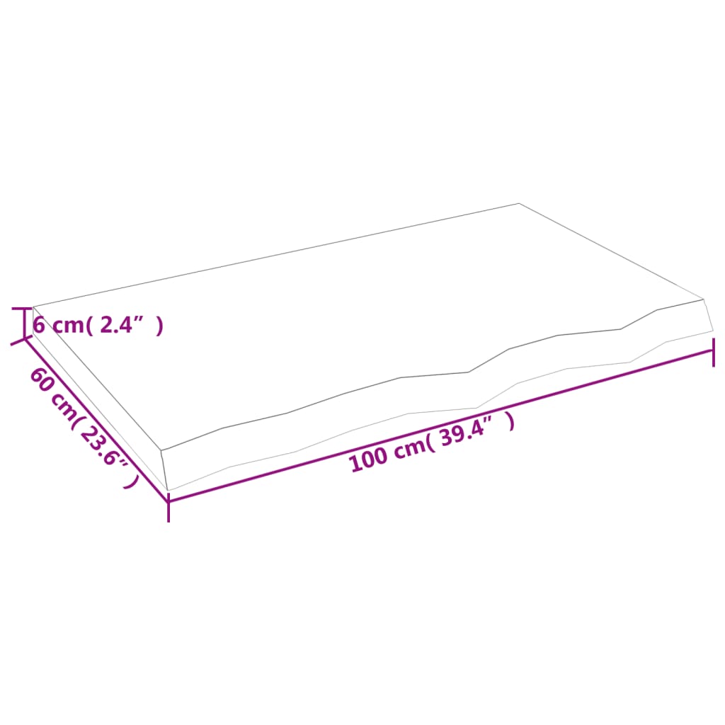 Kezeletlen tömör tölgyfa fali polc 100x60x(2-6) cm