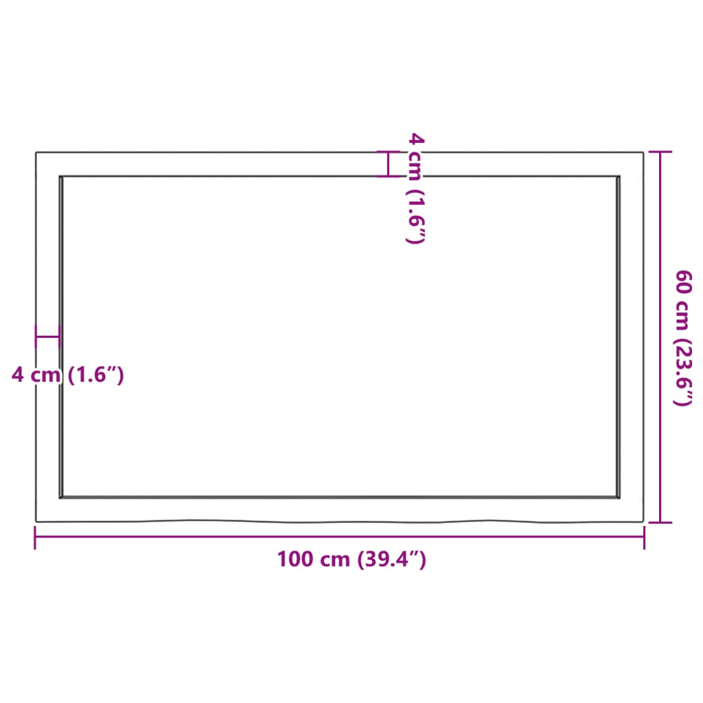 Kezeletlen tömör tölgyfa fali polc 100x60x(2-6) cm