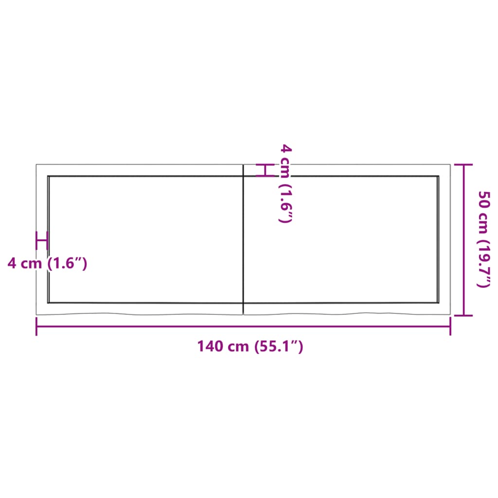 Világosbarna kezelt tömör tölgyfa fali polc 140 x 50 x (2-4) cm