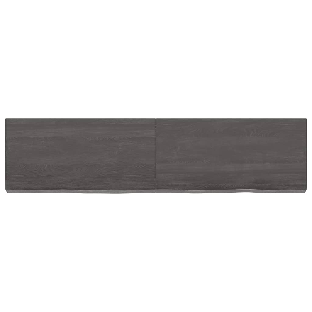 Sötétbarna kezelt tömör tölgyfa fali polc 120 x 30 x (2-6) cm