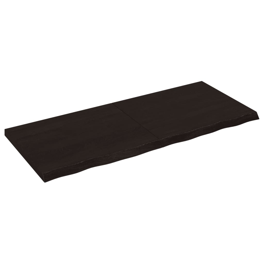 Sötétbarna kezelt tömör tölgyfa fali polc 120 x 50 x (2-4) cm