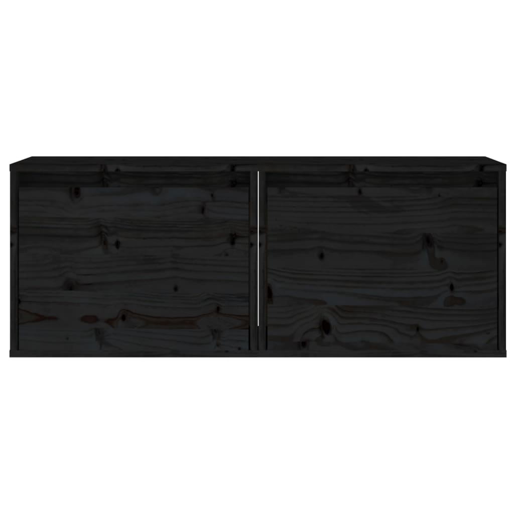 2 darab fekete tömör fenyőfa faliszekrény 45 x 30 x 35 cm