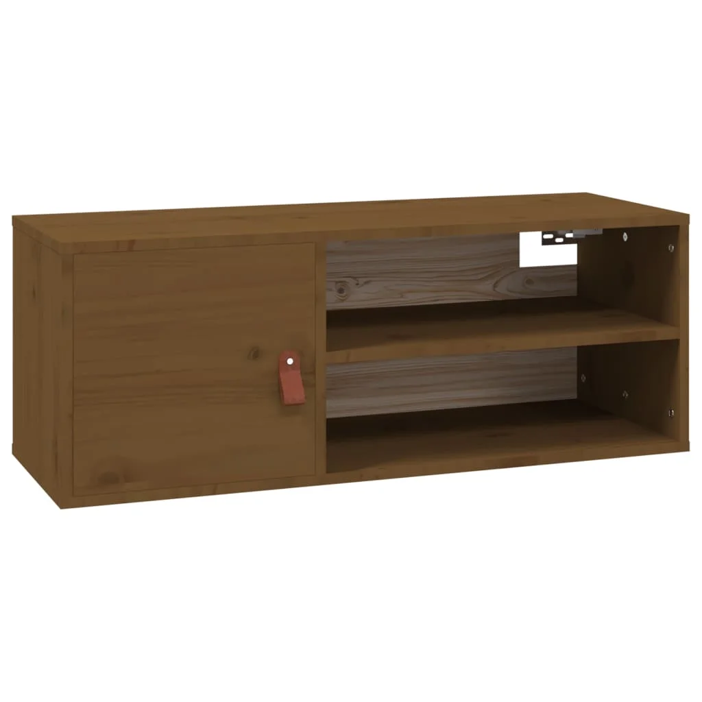2 db mézbarna tömör fenyőfa faliszekrény 80 x 30 x 30 cm